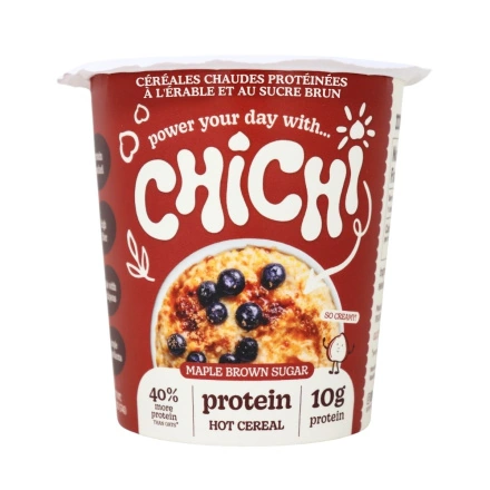 ChiChi Foods Protein Hot Cereal Made from Chickpeas Instant Cup Maple Brown Sugar Front