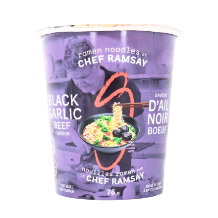 Chef Woo Plant-Based High-Protein Ramen Noodles By Chef Ramsay Black Garlic Beef, 76g