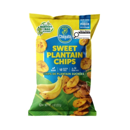 Chiquita Snacks Plantain Chips Sweet Front of bag
