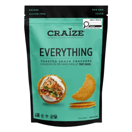 Craize Gluten-Free Toasted Snack Crackers Everything Front of package