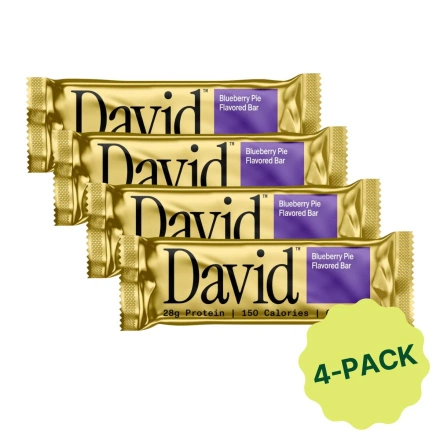 David High Protein Blueberry Pie Bar, 4 Pack, 62g each Front