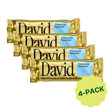 David High Protein Cinnamon Roll Bar, 4 Pack, 62g each Front