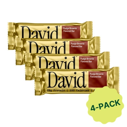 David High Protein Fudge Brownie Bar, 4 Pack, 62g each Front