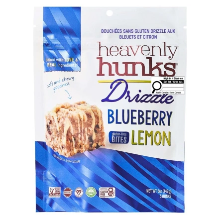 Front of Heavenly Hunks Drizzle Gluten-Free Bites Blueberry Lemon - Healthy Blueberry Lemon Cookies - Blueberry Lemon Cookies, Blueberry Cookies - Lemon Cookies