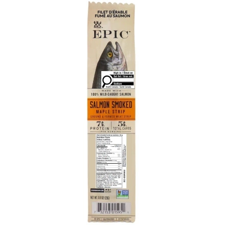 Front of Epic Salmon Smoked Maple Fillet Strip, 23g