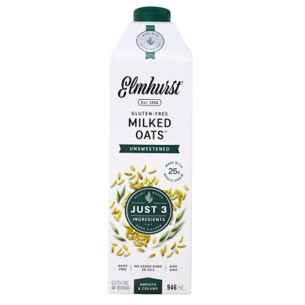 Front of Elmhurst Unsweetened Oat Milk - Elmhurst milked oats - Elmhurst oat milk - Unsweetened oat milk