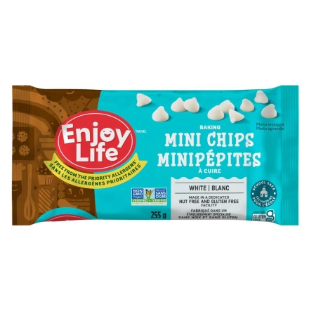Front of Enjoy Life Dairy-Free Mini Baking Chips White, 255g