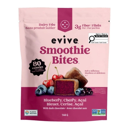 Evive Chocolate-Covered Smoothie Bites Blueberry, Cherry & Acai Canada Front