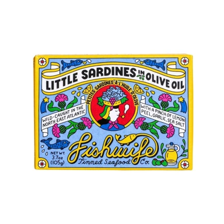Front of Fishwife Tinned Fish - Canned Sardines - Sardines Canada - Best Sardines - Sardines In Olive Oil