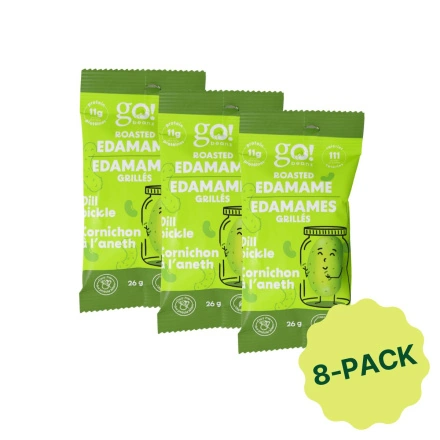 Go! Beanz High Protein Roasted Edamame Beans Snack Dill Pickle (8 Pack) Front