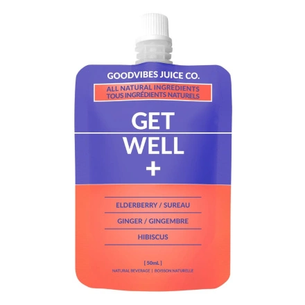 Front of Goodvibes Juice Co. Get Well Health Shot