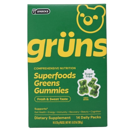 Grüns Sugar-Free Superfoods Greens Gummies Front of box