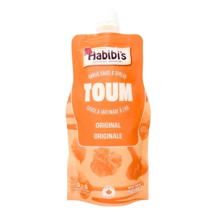 Front of Habibi's Toum Garlic Sauce Spred Dip Mediterranean Middle Eastern Garlic Sauce