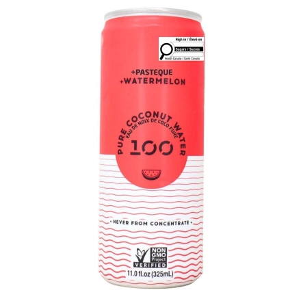 100 Coconuts Pure Coconut Water Drink Watermelon Canada Front