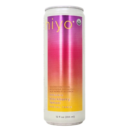Front of Hiyo Organic Non-Alcoholic Functional Seltzer Blackberry Lemon - Hiyo Non Alcoholic Seltzer - Non Alcoholic Drinks - Hiyo Canada - Blackberry Lemon Seltzer