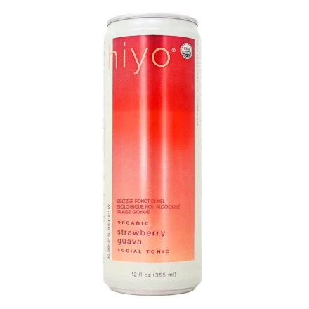Front of Hiyo Organic Non-Alcoholic Functional Seltzer Strawberry Guava - Non Alcoholic Seltzer - Non Alcoholic Drinks - Hiyo Canada