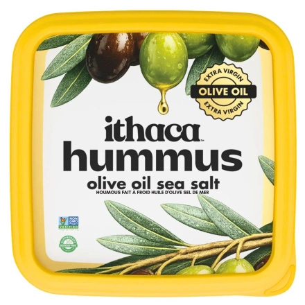 Top of Ithaca Cold Crafted Hummus Olive Oil Sea Salt - Cold Crafted Hummus - Olive Oil Chickpea Hummus - Ithaca Cold Crafted Hummus