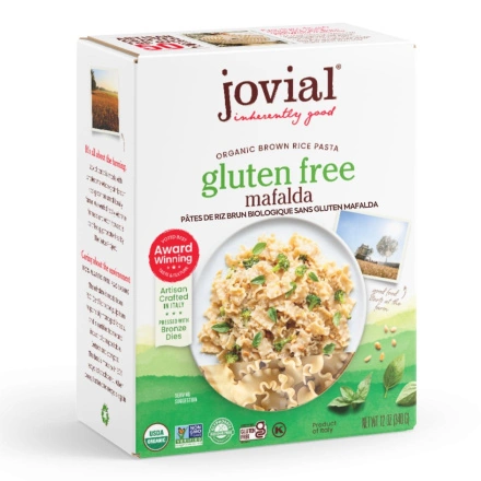 Front of Jovial Organic Gluten-Free Brown Rice Pasta Mafalda - Brown Rice Pasta - Gluten Free Pasta Canada - Mafalde Pasta