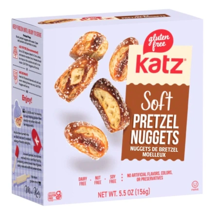 Front of Katz Gluten-Free Pretzel Nuggets Soft, 156g - Gluten-Free Soft Pretzel Canada
