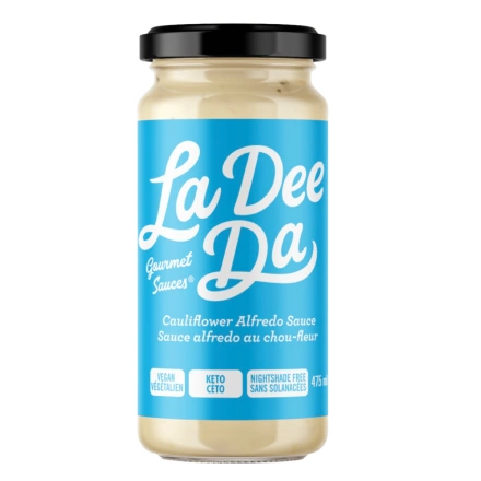 Front of La Dee Da Keto Cauliflower Alfredo Sauce Nightshade Free, 475ml