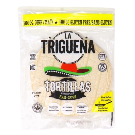 Front of La Triguena 6" Vega Gluten-Free Corn Tortillas Plain