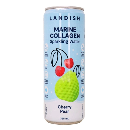 Landish Marine Collagen Sparkling Water Cherry Pear Canada Front