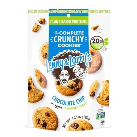 Front of Lenny & Larry's Complete Cookies Lenny And Larry Protein Cookies Crunchy Protein Chocolate Chip Cookies