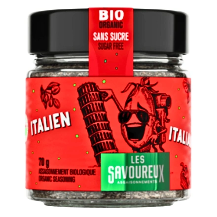 Front of Les Savoureux Organic Sugar-Free Seasoning Italian