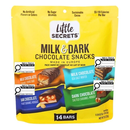 Front of Little Secrets Chocolates Lower Sugar Chocolates Milk & Dark Chocolates Variety Pack - Healthy Twix - Cookie Caramel Bars - Healthy Cookie Bars