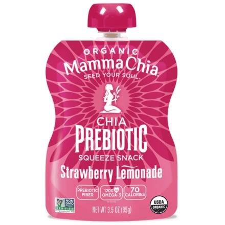 Mamma Chia Organic Prebiotic Chia Squeeze Strawberry Lemonade, 99g