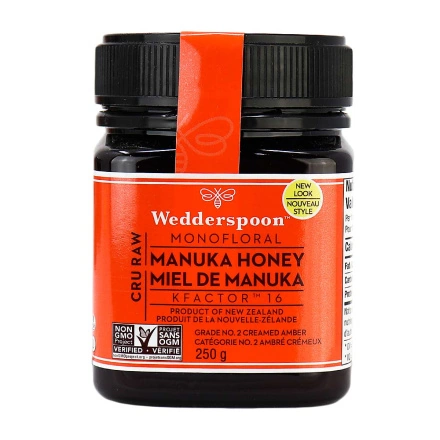 Wedderspoon Cru Raw Monofloral Manuka Honey KFactor 16, 250g