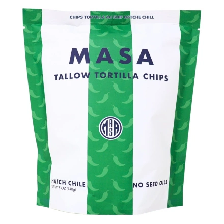 Ancient Crunch Masa Tallow Tortilla Chips Hatch Chille Front