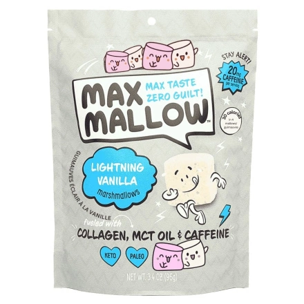 Front of Max Sweets Sugar Free Marshmallows Max Mallow Lightning Vanilla - Keto Marshmallows - Sugar Free Marshmallows Canada - Gluten Free Marshmallows
