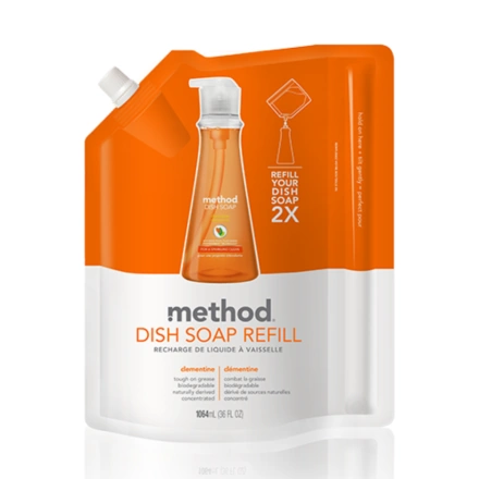 Front of method Dish Soap Refill Clementine, 1 L