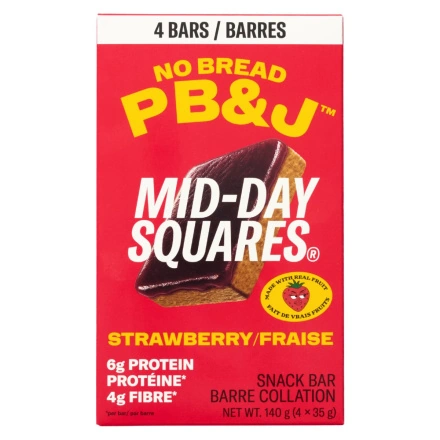 Mid-Day Squares Snack Bar No Bread PB&J Strawberry Canada Front
