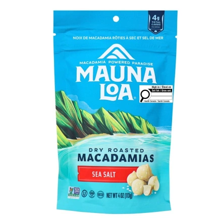 Front of Mauna Loa Dry Roasted Macadamia Nuts Sea Salt - Keto-friendly Snack - Low Carbs Nuts - Non-GMO Snack