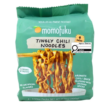 Front of Momofuku Noodles Tingly Chili - A-Sha Noodles - Wavy Noodles - Chili Oil Noodles