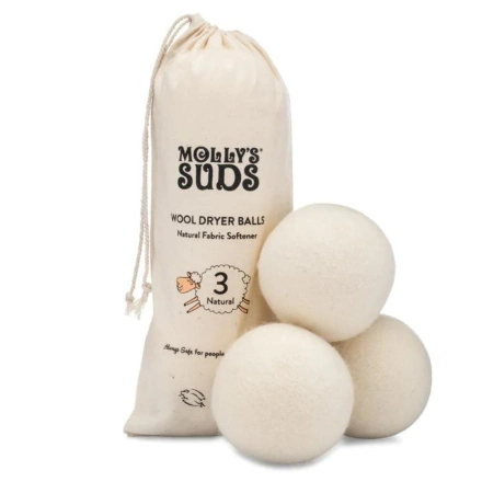 Front of Molly's Suds 100% Unbleached Wool Dryer Balls, 3 Balls