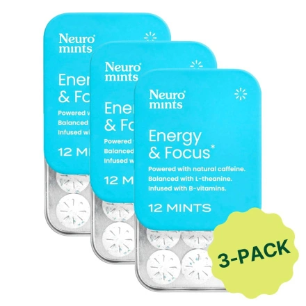 Neuro Energy & Focus Caffeinated Mints Peppermint 4-Pack, 12 Mints