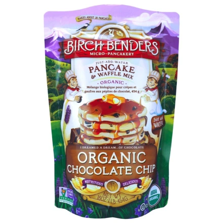 Front of Birch Benders Organic Chocolate Chip Pancake