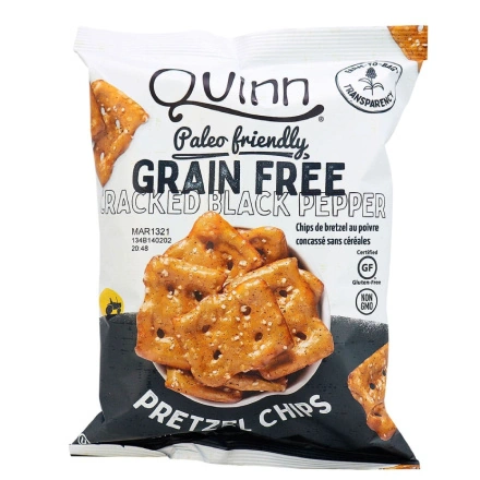 Front of Quinn Paleo Friendly Cracked Black Pepper Pretzel