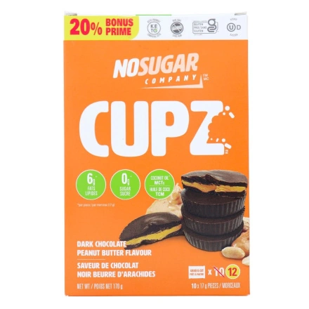 Front of No Sugar Company Keto Bomb Dark Chocolate Peanut Butte
