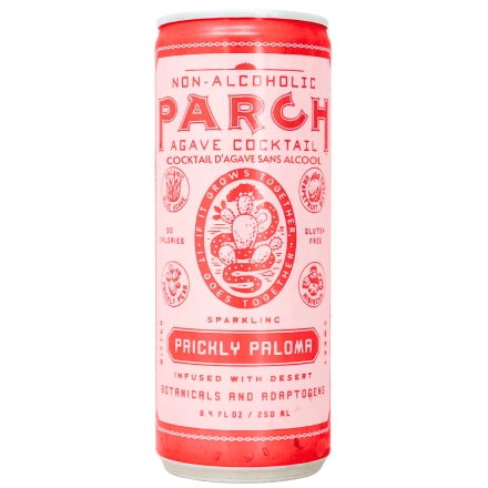 Front of Parch Non-Alcoholic Agave Cocktail Prickly Paloma - Paloma Virgin - Mocktail Paloma - Non Alcoholic Cocktails Paloma