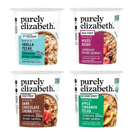 Front of Purely Elizabeth Organic Instant Superfood Oatmeal Variety Pack Canada - Instant Oatmeal Variety Pack - Healthy Oatmeal Cups Canada - Purely Elizabeth Breakfast