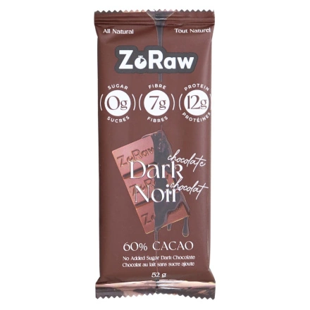 Front of ZoRaw Keto Protein Dark Chocolate Bar - Keto Protein Chocolate -Keto High Protein Chocolate - Healthy Chocolate Bar