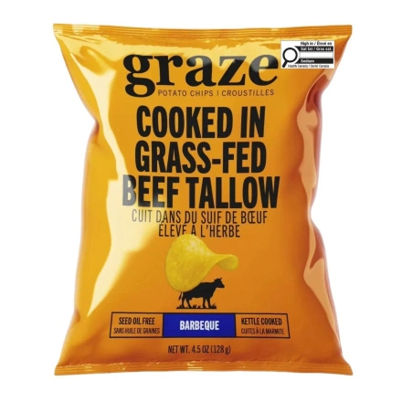 Graze Potato Chips Kettle Cooked in Grass-Fed Beef Tallow Barbecue Front of package