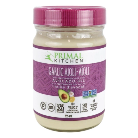 Front of Primal Kitchen Garlic Aioli Mayo, 355ml