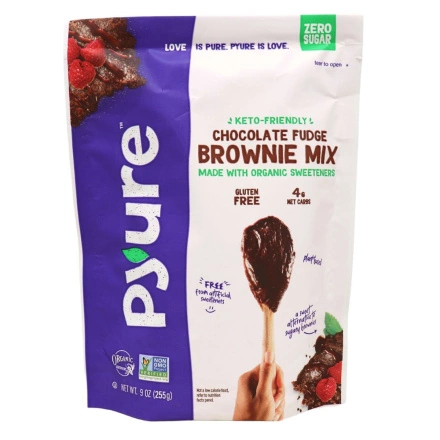Front of Pyure Organic Bakeable Sugar-Free Chocolate Fudge Brownie Mix