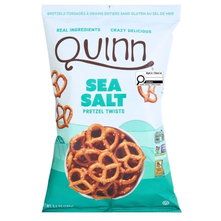 Front of Quinn Gluten-Free Whole Grain Pretzel Twists Sea Salt - Healthy Pretzel - Gluten Free Pretzel - Whole Grain Pretzel