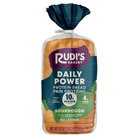 Rudi's Bakery Daily Power Protein Bread Sourdough Front of bag